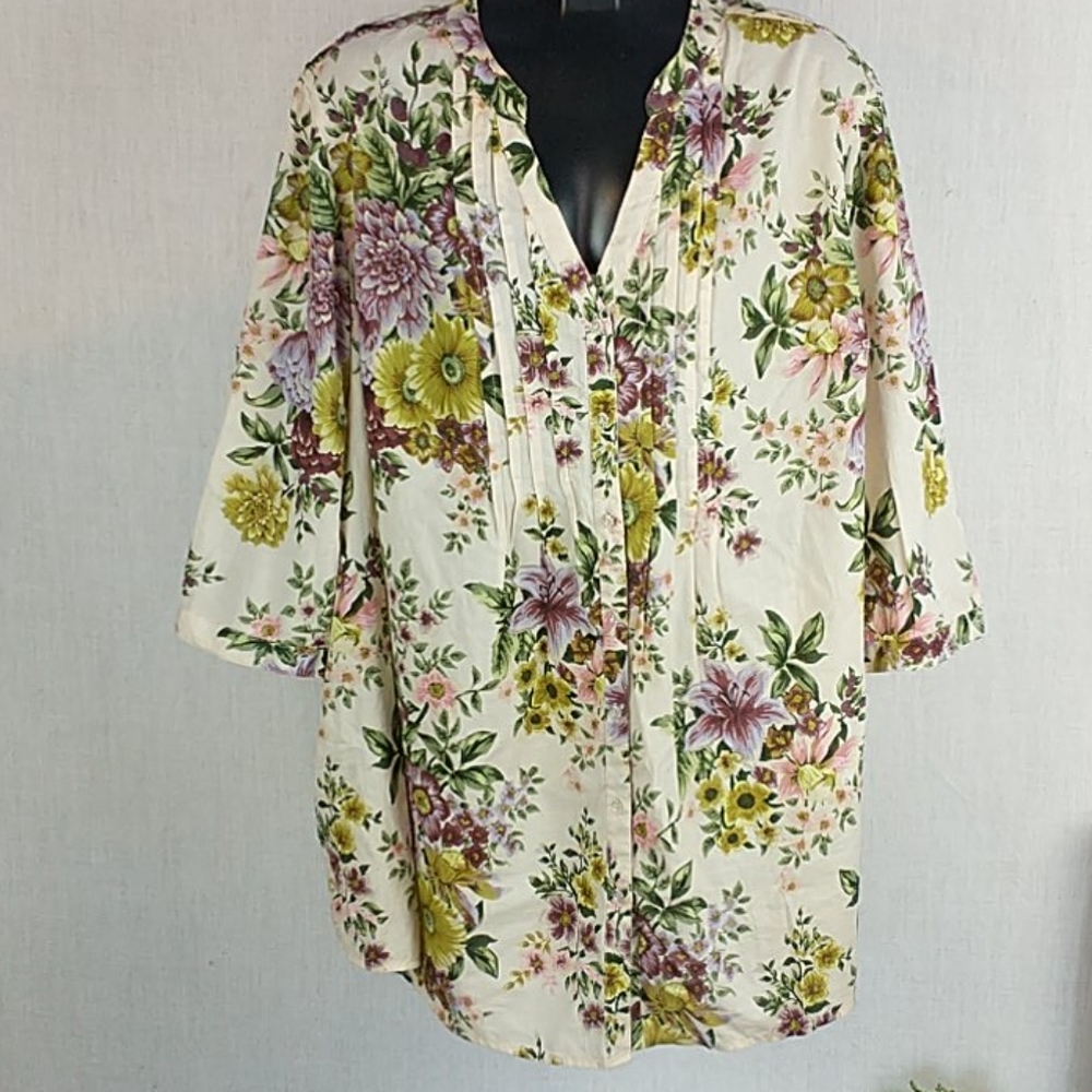 Denim 24/7 Floral Cotton Tunic Size 24W